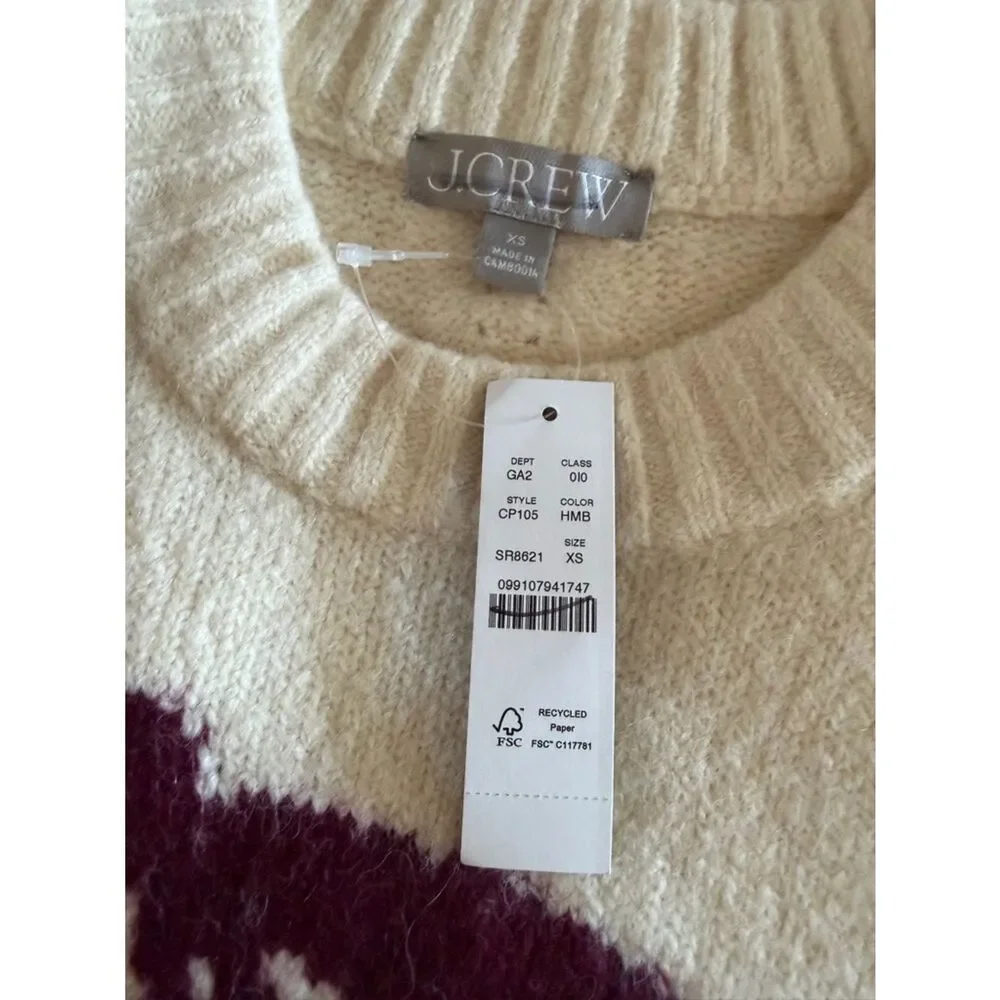 J.Crew Relaxed crewneck pullover in bow print NWT Size XS